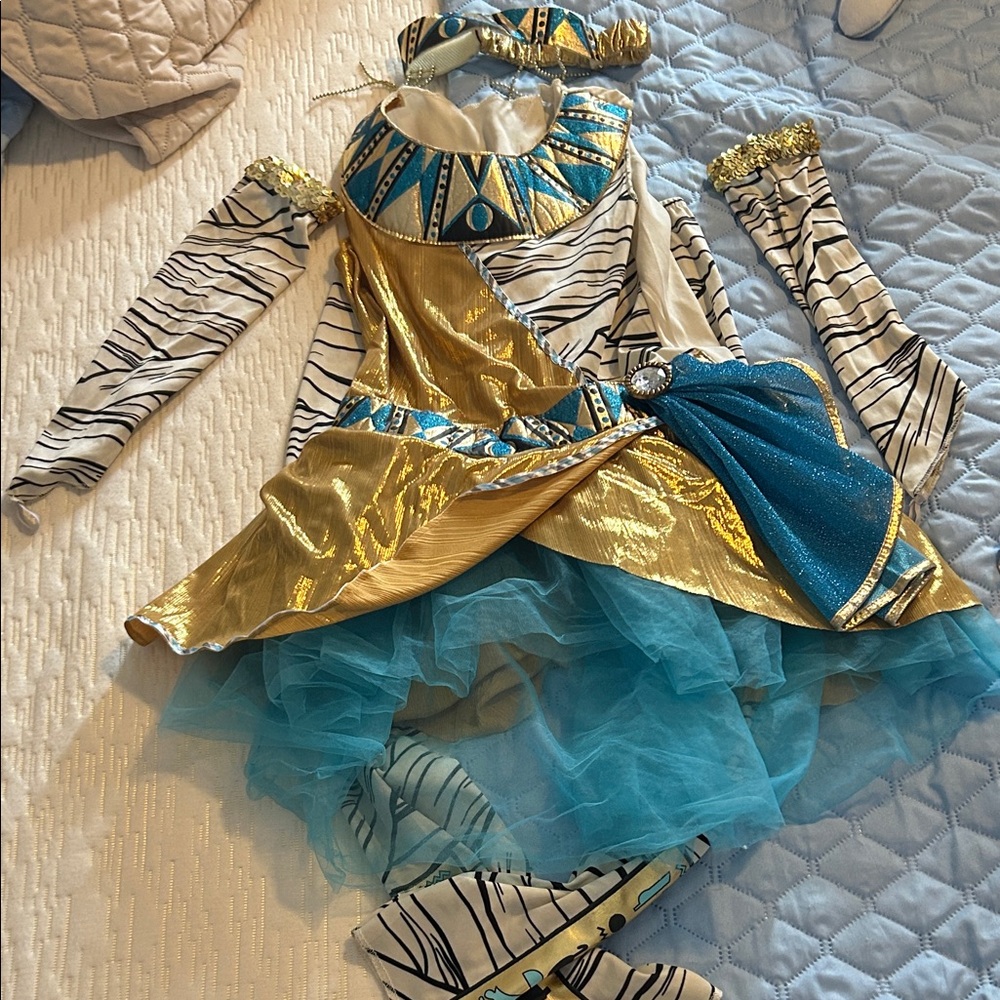 Kids Egyptian Queen Mummy Costume - Gold and Blue